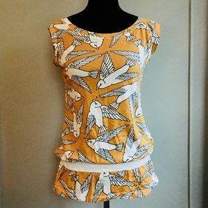 ❤️ Urban Outfitters Bird Slouch Tunic Jersey Top